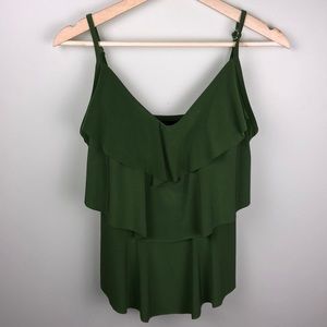 Aqua Green Ruffle Swim Top w/ cups & straps